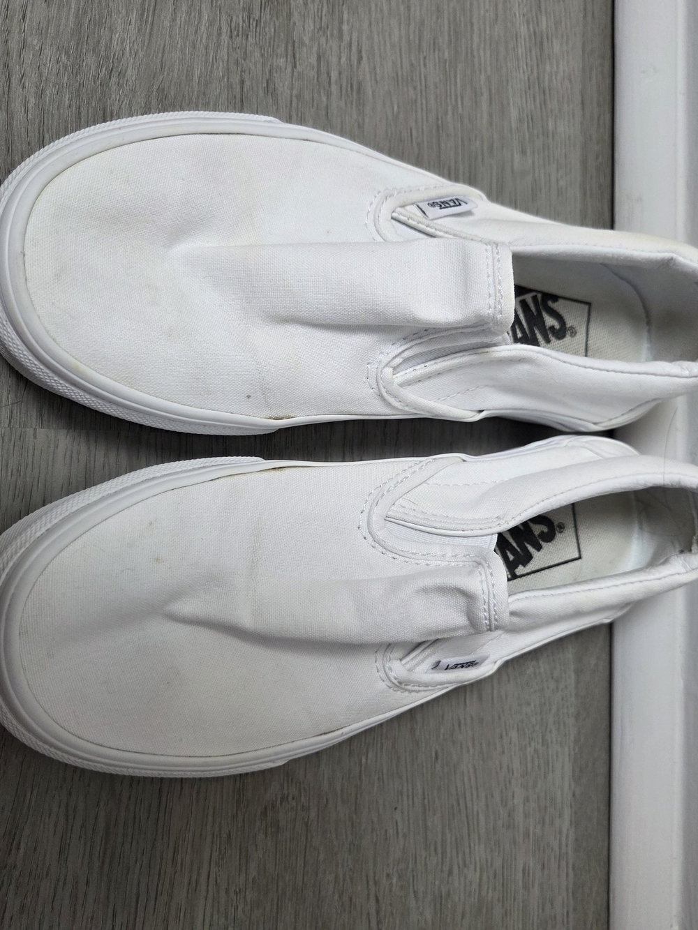Vans Kids White Slip-On Canvas Sneakers